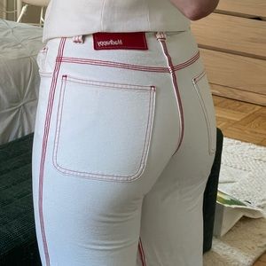 RARE LIMITED EDITION MadHappy Off-White Red-Trimmed Jeans